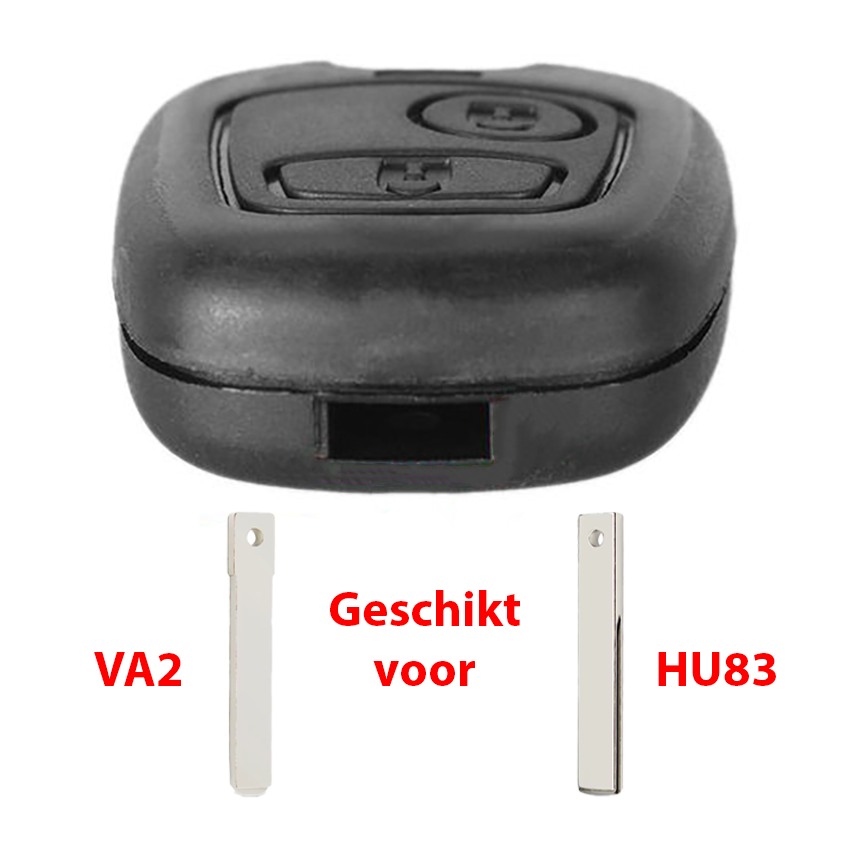 Peugeot Citroën Toyota contactsleutel behuizing (zonder sleutelbaard) - 2 knoppen - VA2/HU83