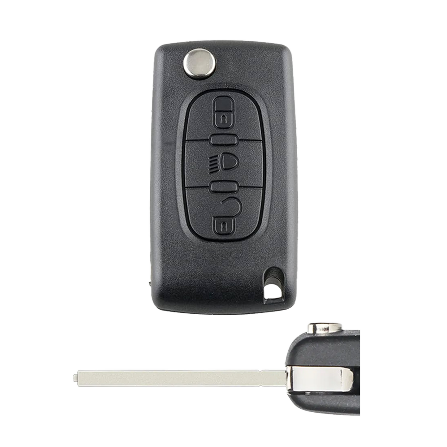 Citroën C3 C4 C5 Jumpy klapsleutel 3 knoppen licht/kofferbak - Zonder batterij houder (BOB) 0523 - 433MHz ASK - PCF7941 (ID46 - Hitag 2) - HU83/VA2